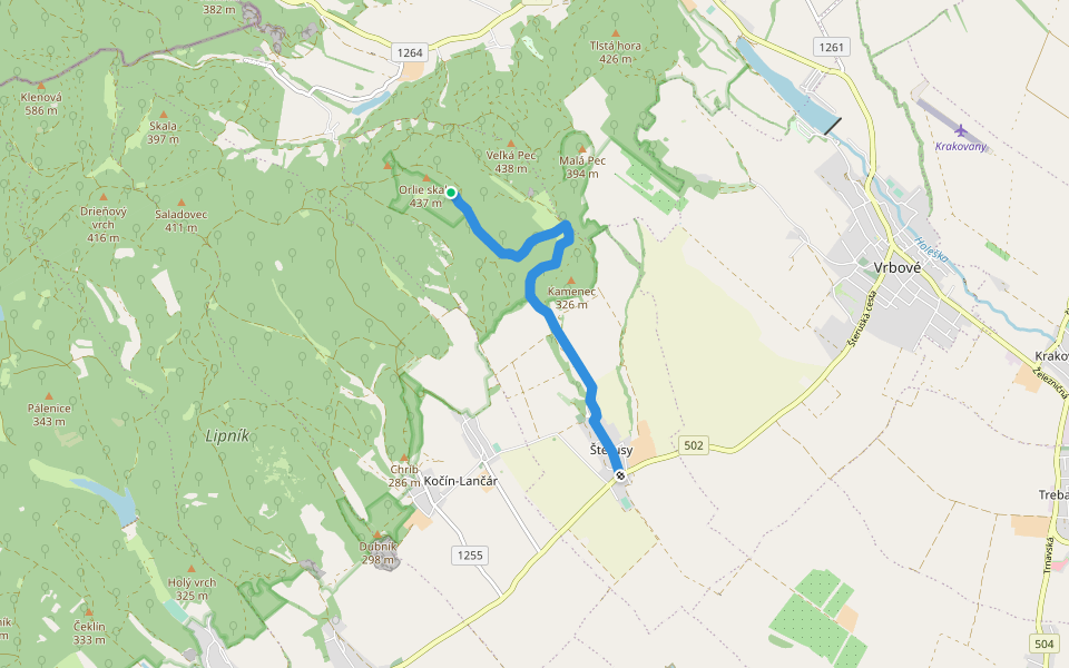 Náučný chodník ŠTERUSY - REBRO - SPROSNÁ - ORLIE SKALY walking route map in Moravany nad Váhom
