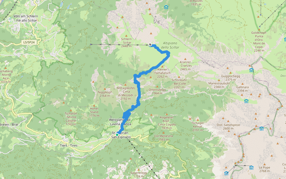 Sentiero Italia - Tappa C16N walking route map in San Cipriano