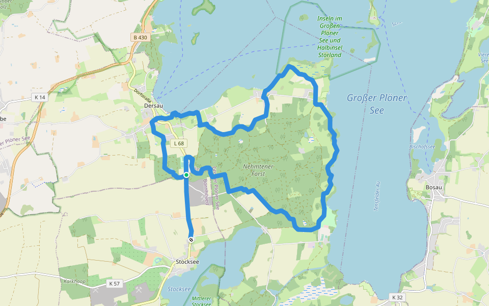 Rundweg Nehmtener Horn walking route map in Dersau