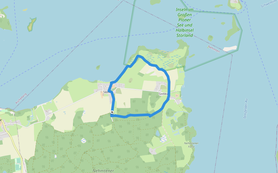 Rundweg Godau-Sepel walking route map in Nehmten