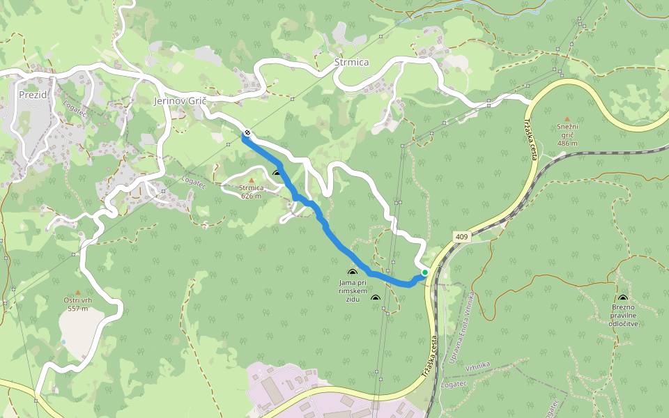 Pot ob rimskem zidu walking route map in Vrhnika