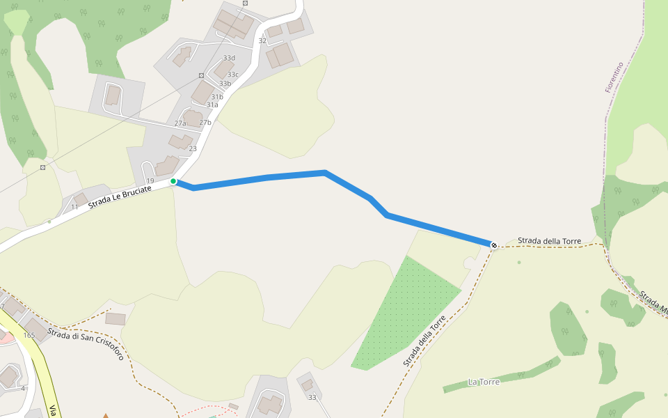 Bruciate walking route map in Fiorentino