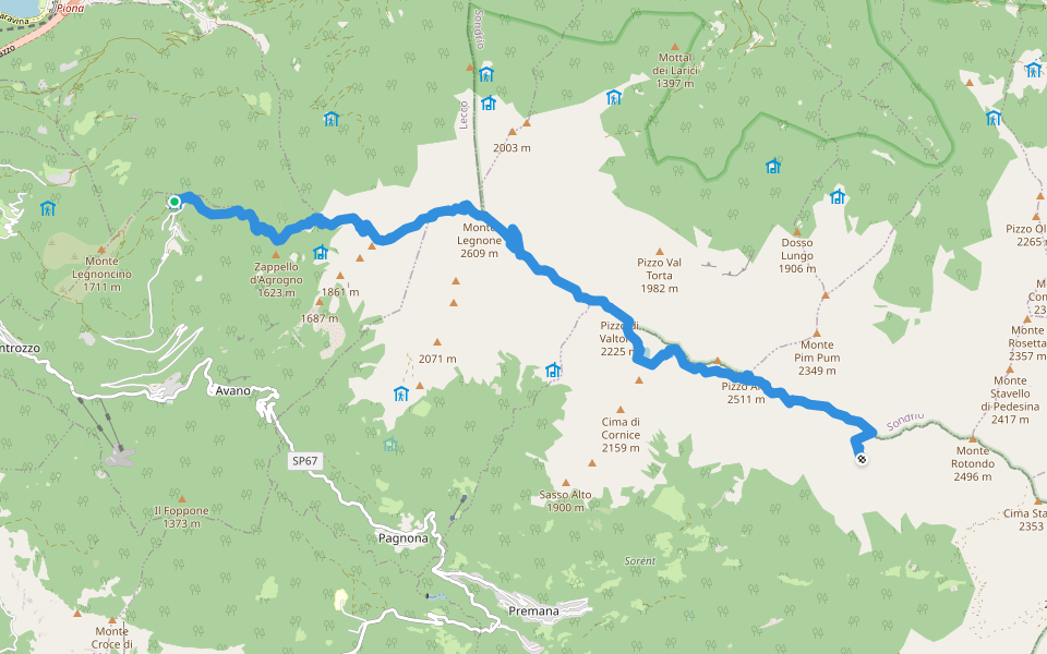 Alta Via della Valsassina - Tappa 1 walking route map in Roccoli-lorla