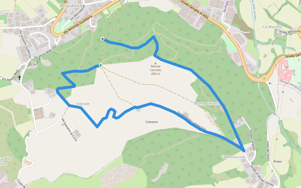 Parco di Monte Cerreto walking route map in Acquaviva