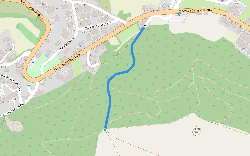 Monte Cerreto - variante D walking route map in Acquaviva