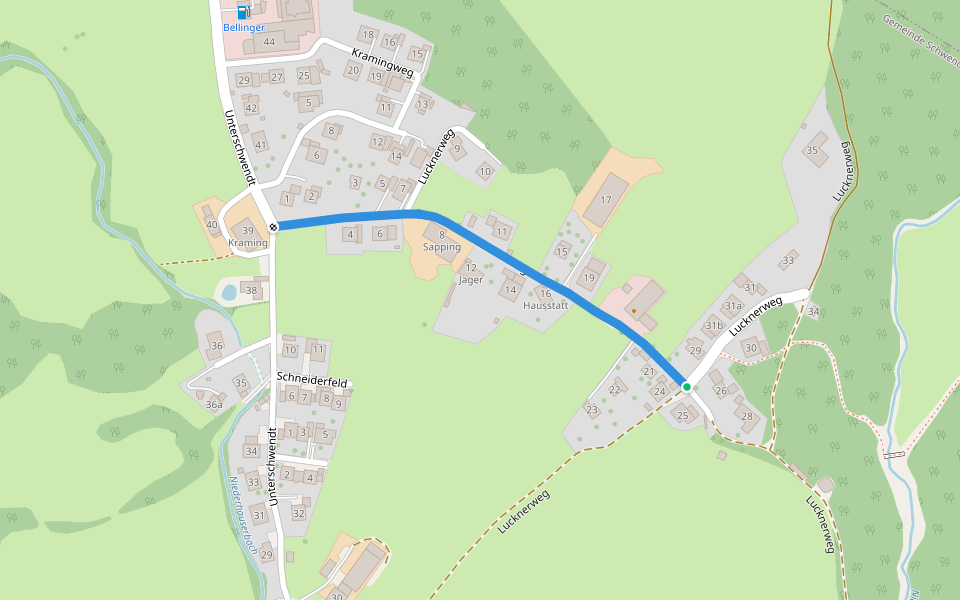 Wanderweg 70 - Kössen walking route map in Schwendt