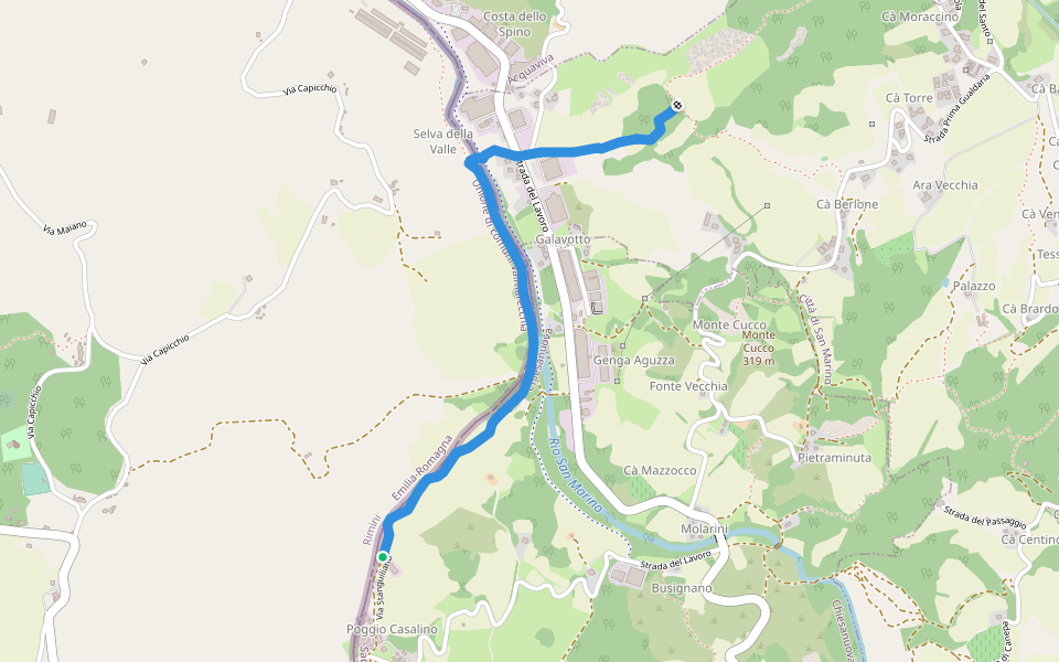 Gessi - Torrente S. Marino walking route map in Chiesanuova