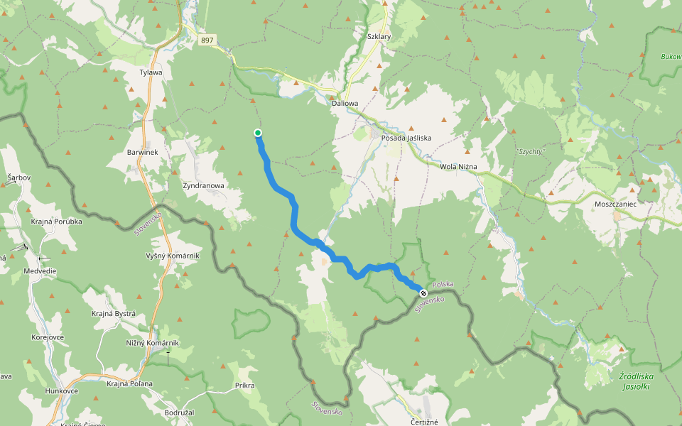 Czerwony Horb - Kamień walking route map in Wetlina