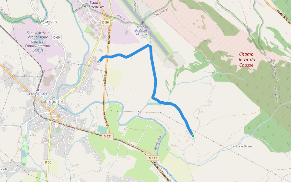 Voie Verte du Chemin Blanc walking route map in Caucalières