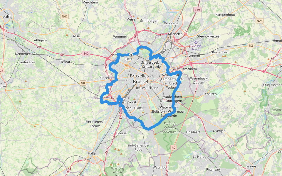 Promenade verte - Groene wandeling walking route map in Jette