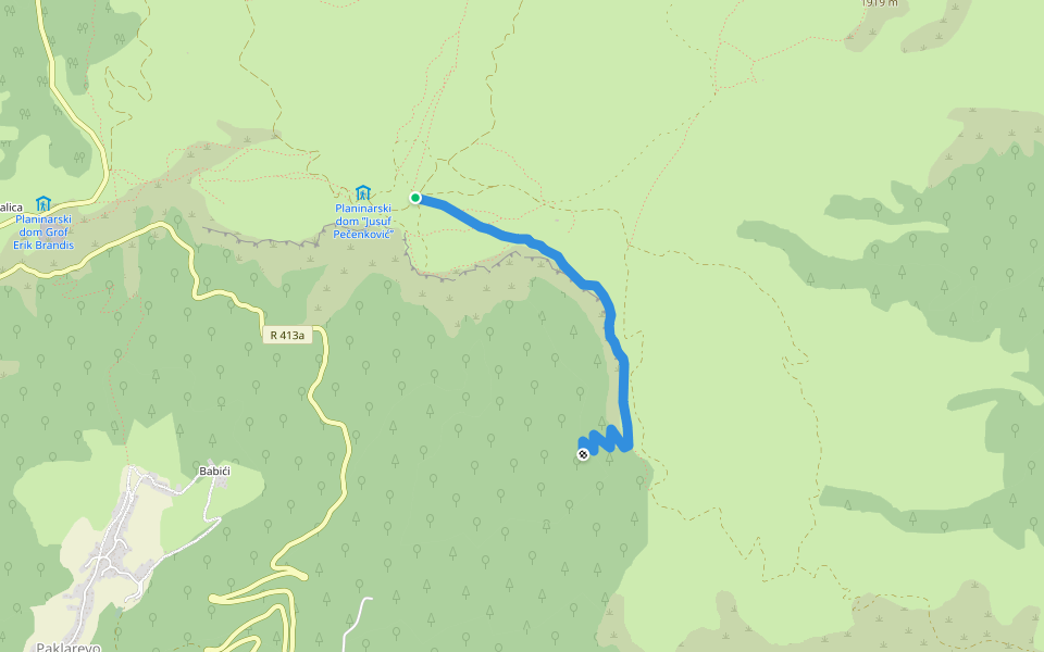 Travnik - Devečani walking route map in Šišava