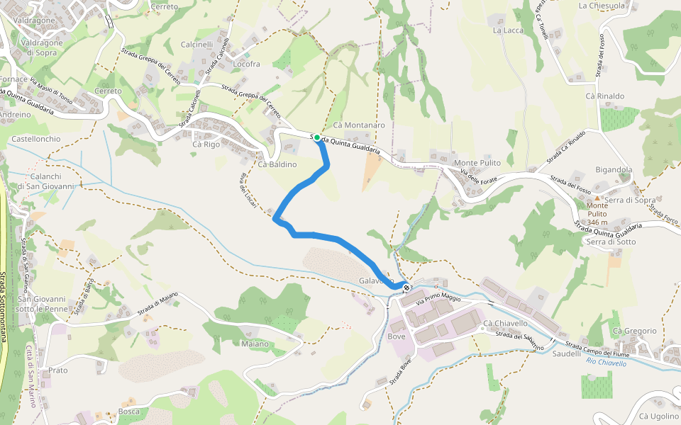 La Riva walking route map in Valdragone