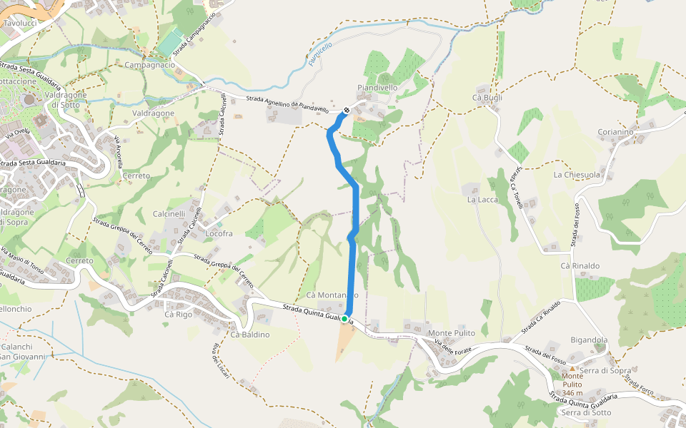 Pian d'Avello walking route map in Valdragone