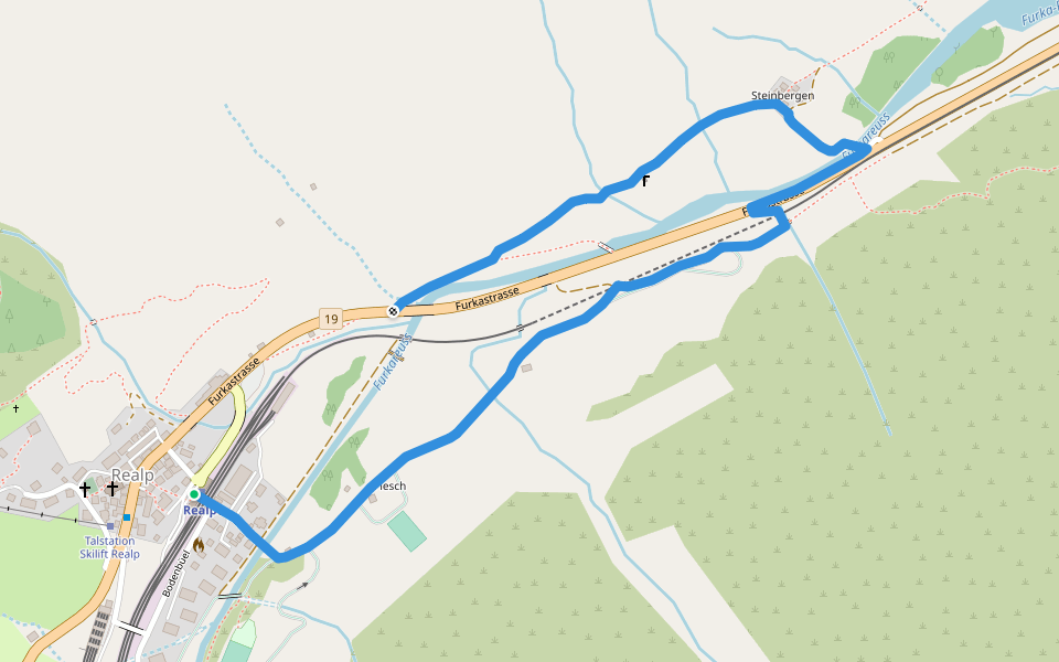 Rundweg Steinbergen walking route map in Realp