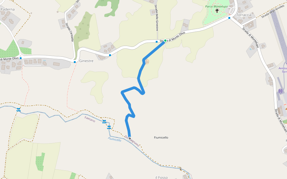 Ginestre walking route map in Domagnano