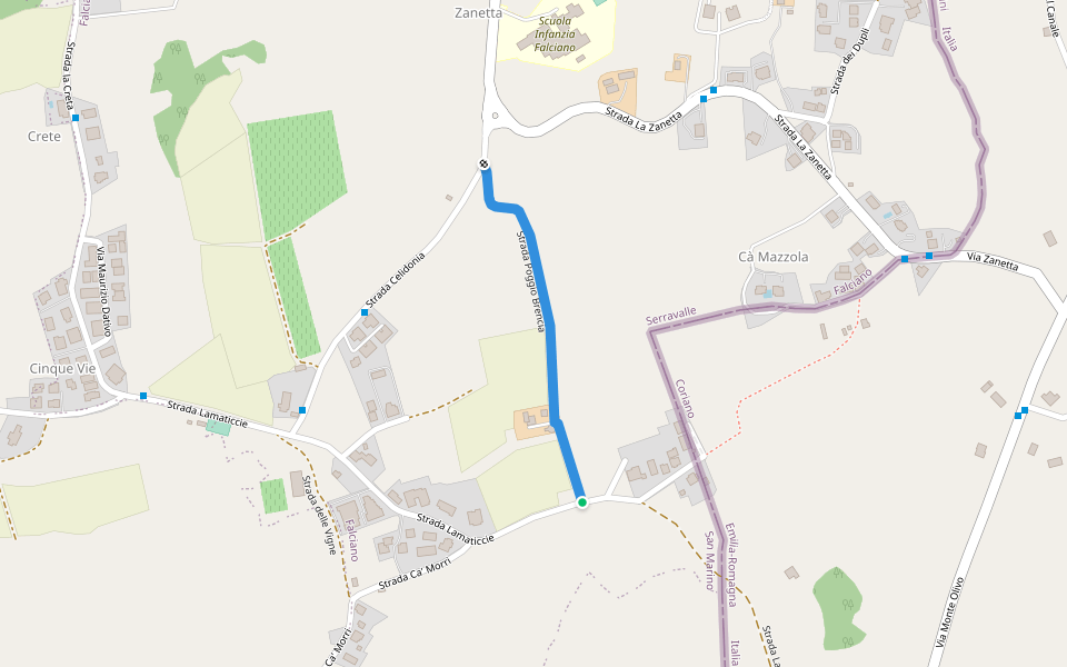 Le Bosche walking route map in Lesignano