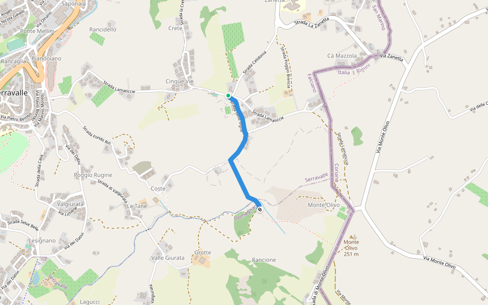 Cinque Vie walking route map in Lesignano