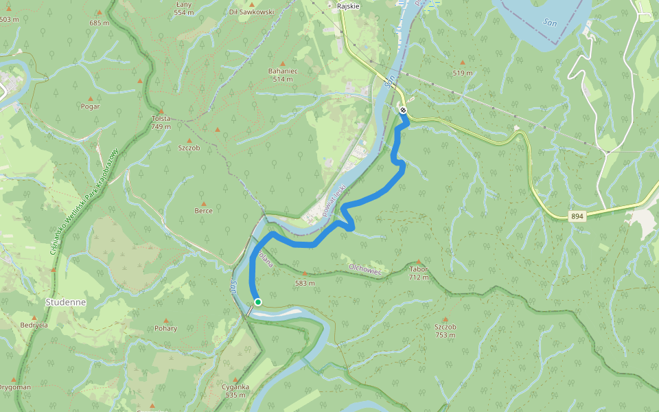 Ścieżka dydaktyczna Rajskie - Studenne walking route map in Studenne
