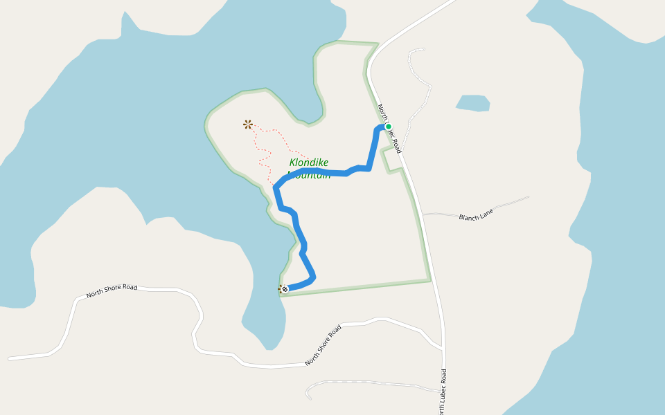 Fowler's Mill Pond Trail walking route map in Lubec