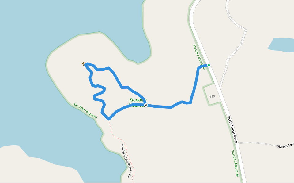 Klondike Mountain Trail walking route map in Lubec