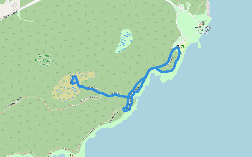 Gulliver's Hole-Artic Bog Trail walking route map in Lubec