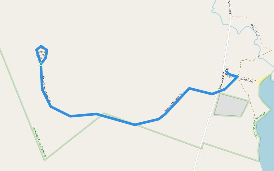 Benny's Mountain Trail walking route map in Lubec