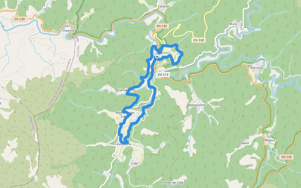 Rota dos Meandros (da Ribeira do Piódão) walking route map in Vide