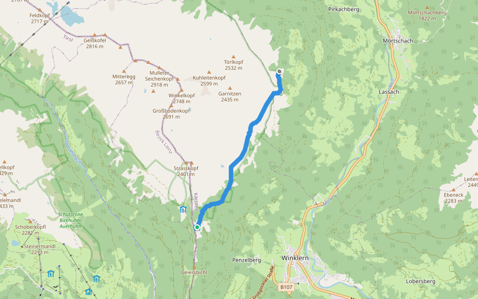 Familienwanderweg Winklerner Alm walking route map in Penzelberg