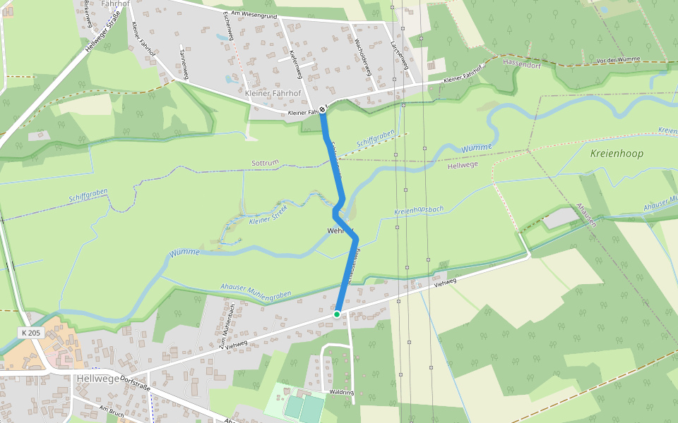 Nordpfad Wümmeniederung - Variante walking route map in Hellwege