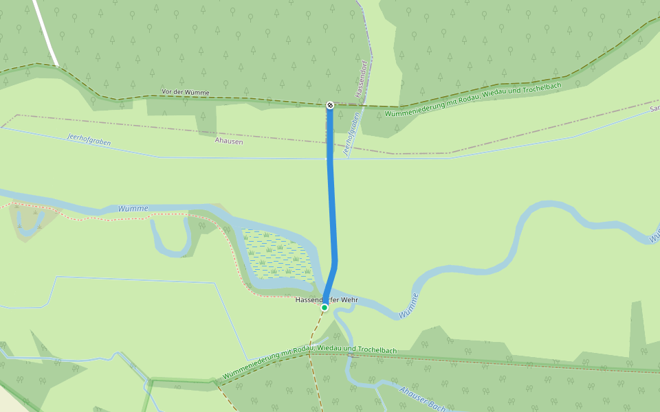 Nordpfad Wümmeniederung - Variante walking route map in Ahausen