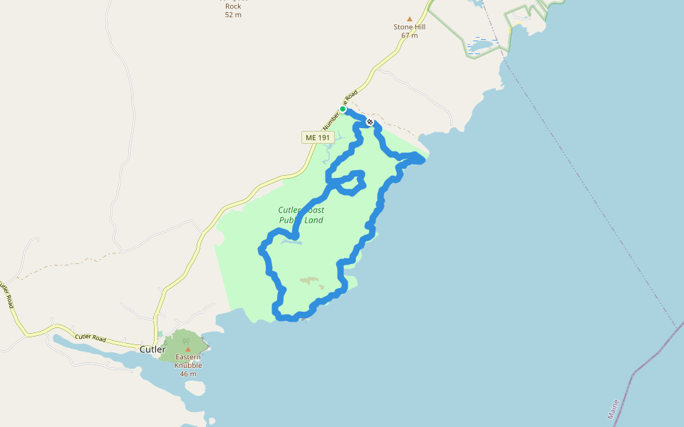 Cutter Loop Trail walking route map in Cutler