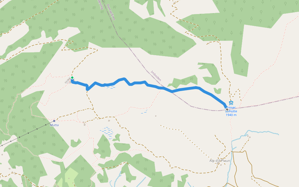 Alp da Veuden - Emser Skihütte walking route map in Domleschg