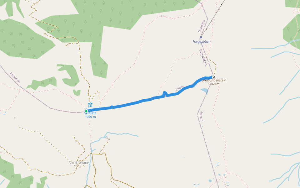 Emser Skihütte - Dreibündenstein walking route map in Domat/Ems