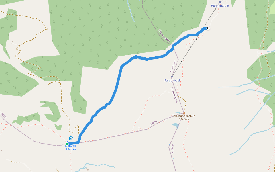 Emser Skihütte - Aschira? / Hühnerköpfe? / Term Bel? / Brambrüsch? - fixme walking route map in Domat/Ems