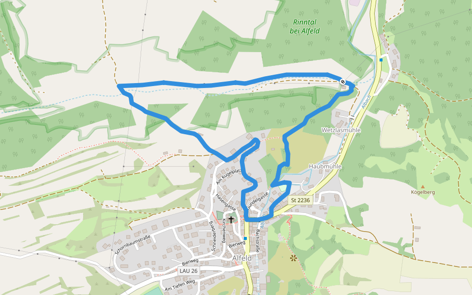 Naturlehrpfad Rinntal walking route map in Alfeld