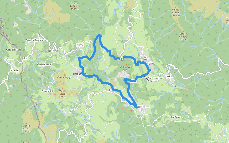 Zeri No 1 walking route map in Chiesa di Rossano