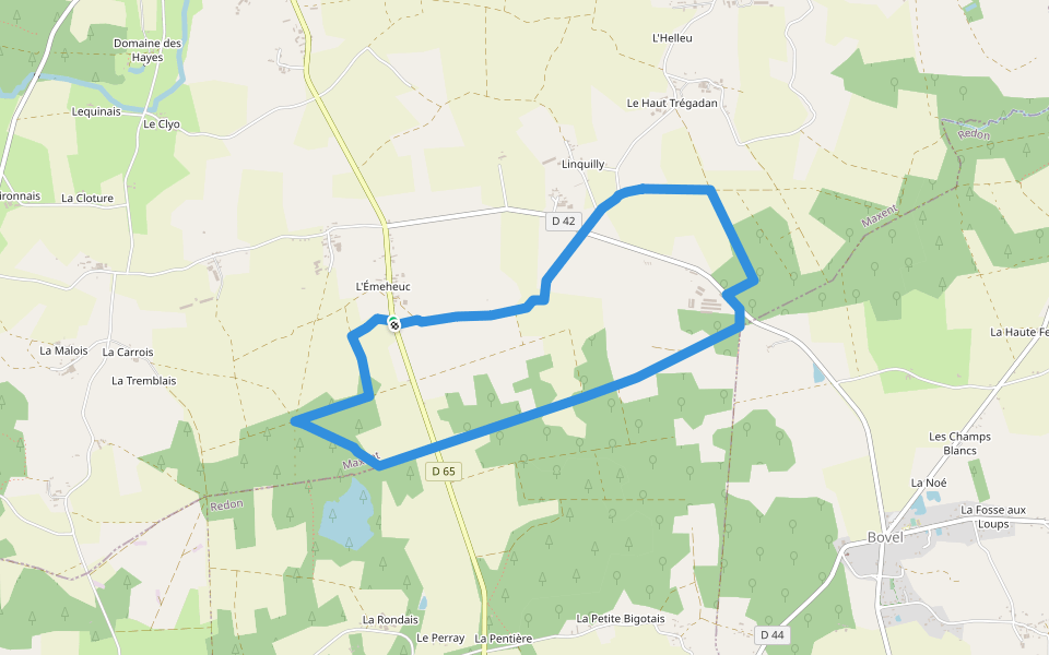 Circuit de L'Emeheuc walking route map in Maxent