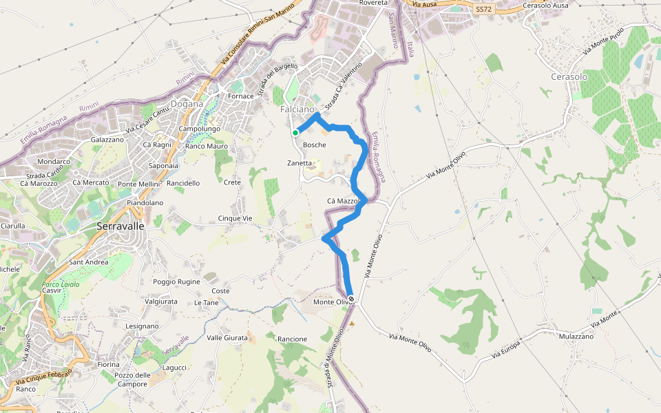 Ca' Valentino walking route map in San Marino di Urbino