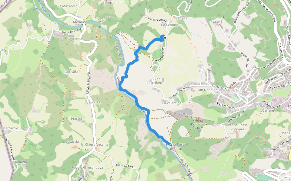 Cà Centino walking route map in Fiorentino