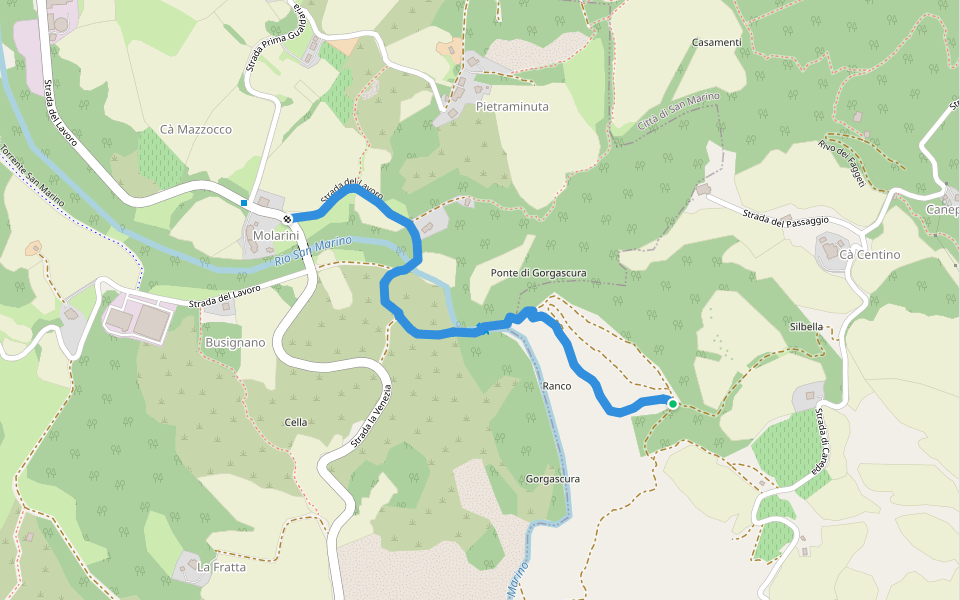 Gorgascura walking route map in Città di San Marino