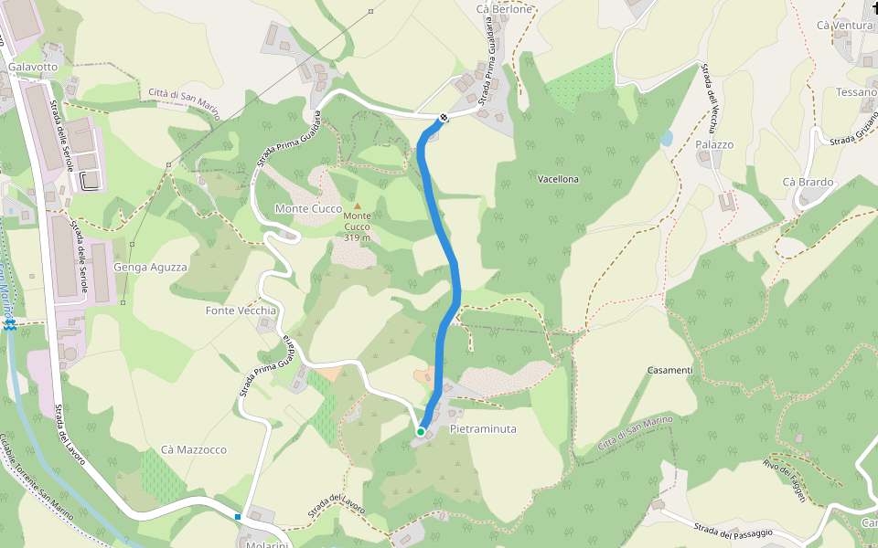 Monte Cucco walking route map in Chiesanuova