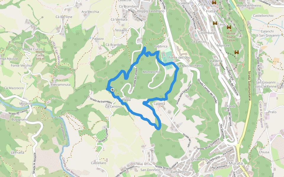 Anello di Canepa walking route map in Città di San Marino