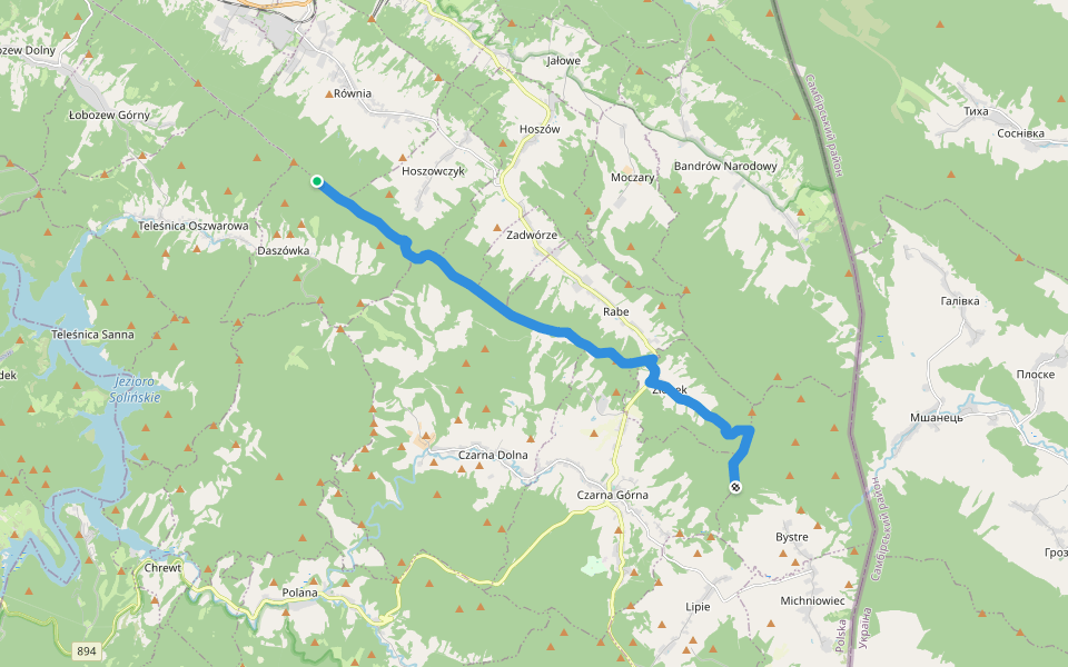 Żukowem do krainy Lipeckiej walking route map in Hoszów