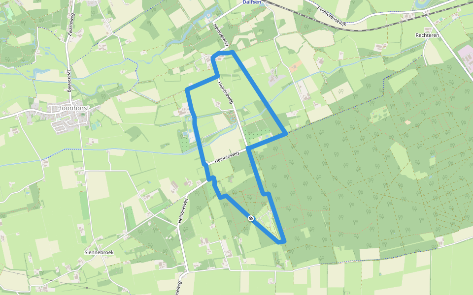 WNW Vechtdal - Sterrenbosch - gele route walking route map in Dalfsen