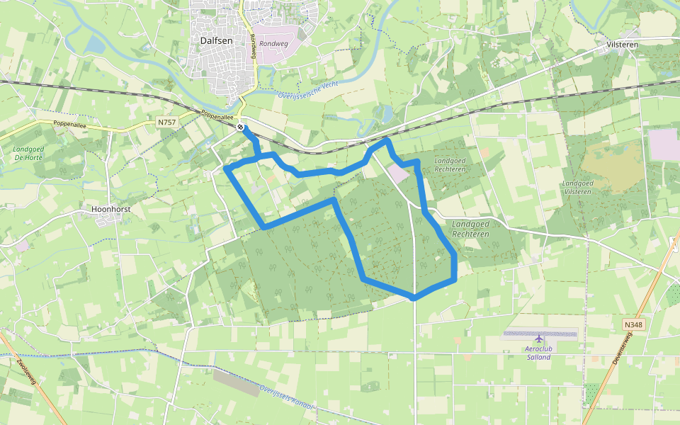 WNW Vechtdal - Station Dalfsen - blauwe route walking route map in Dalfsen