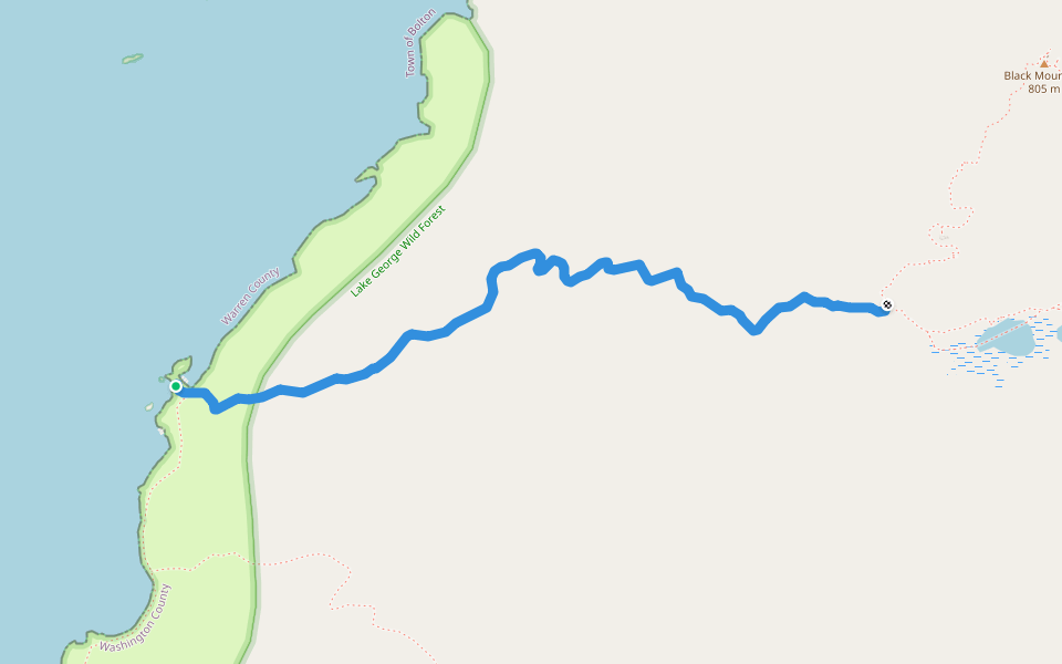Black Mountain Point Trail walking route map in Bolton Landing