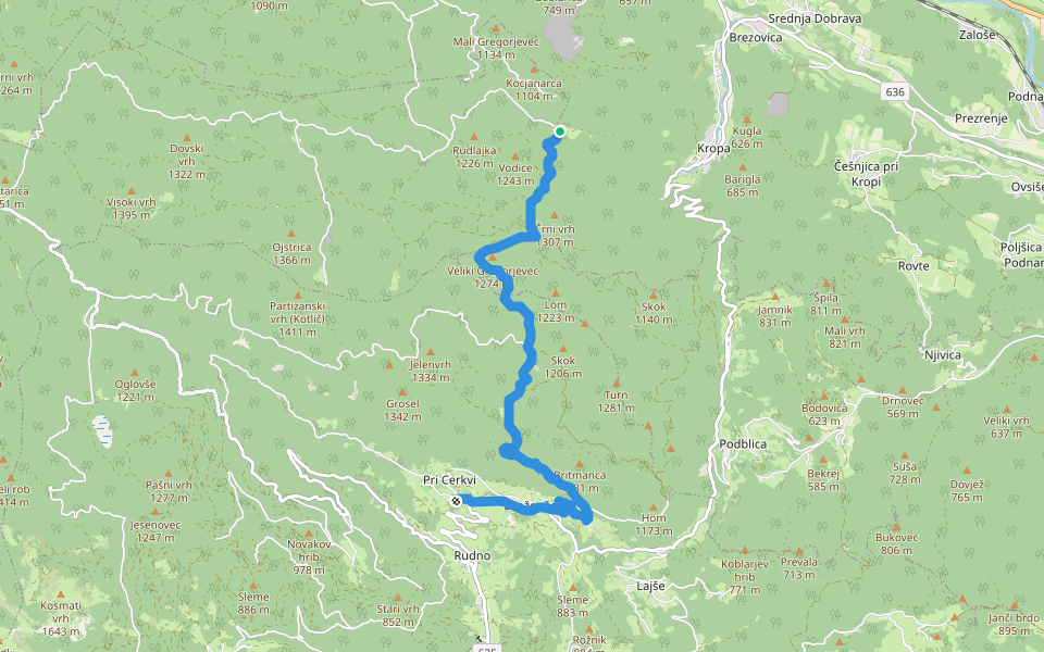 124 ~ Pot kurirjev in vezistov NOV Slovenije walking route map in Kropa