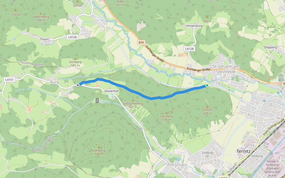 St. Johann Gfrieder - Bürg-Vöstenhof walking route map in Ternitz