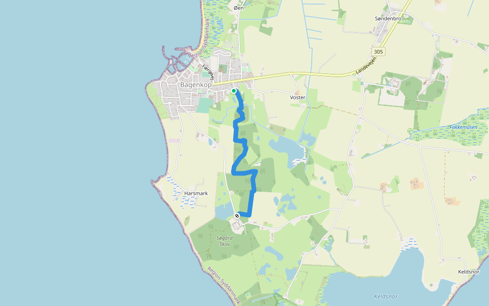 Vandrerute walking route map in Bagenkop