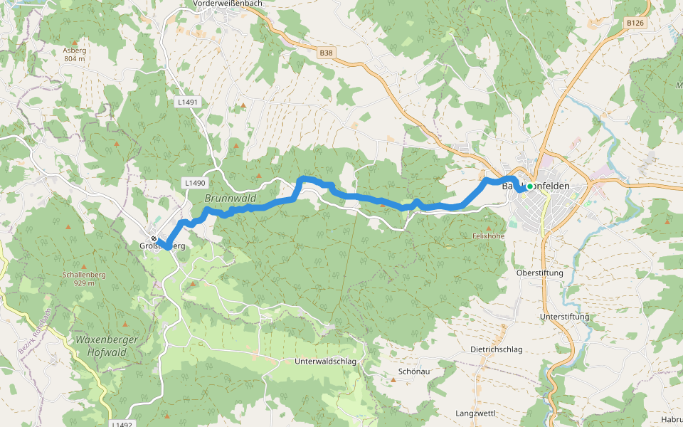Bad Leonfelden Traberg walking route map in Burgfried